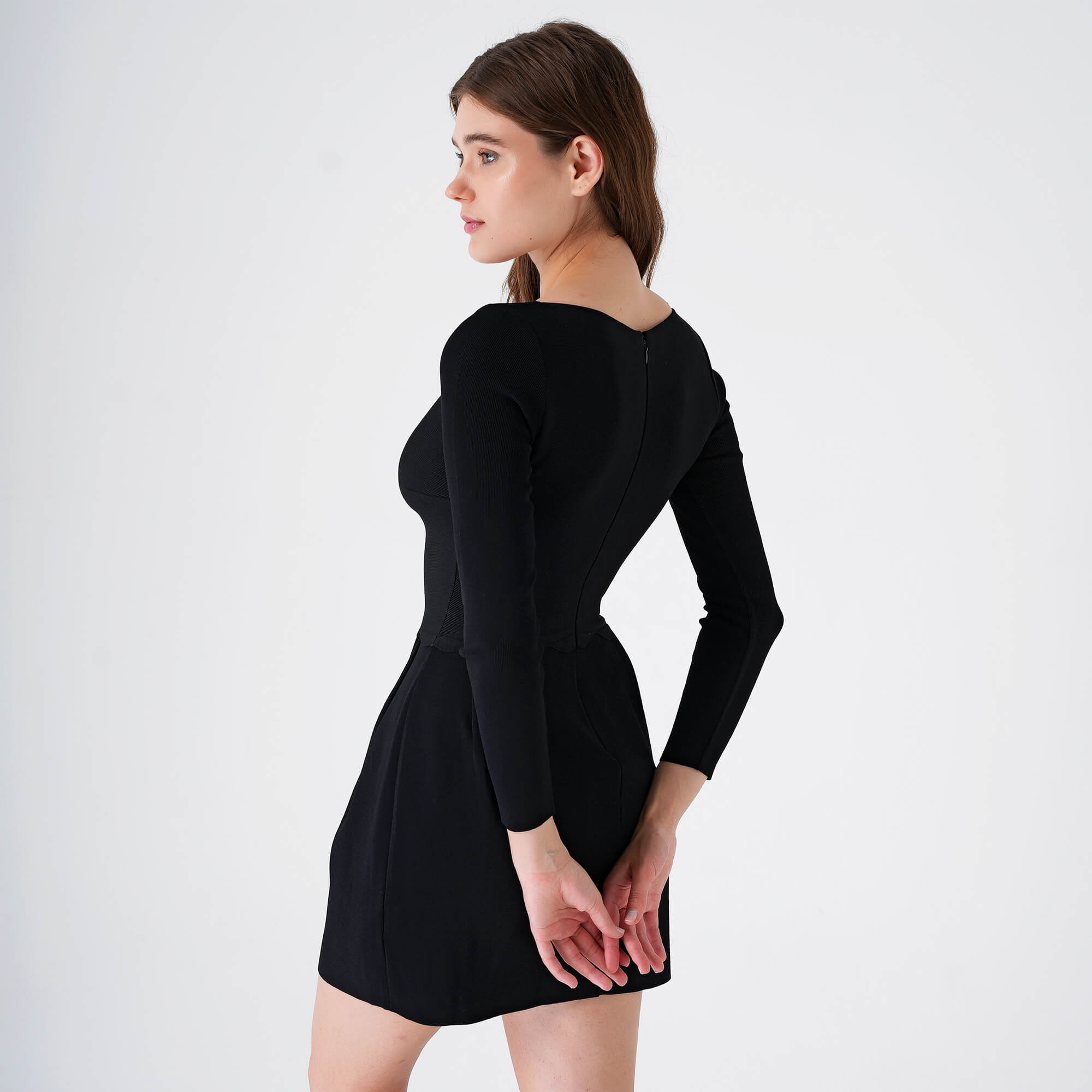 Valentino - Black Viscose Long Sleeve Dress